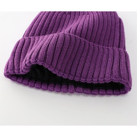 Fleece Line Purple Cuffed Hat Men Women Knitted Winter Wool Beanies Skull Cap - Picture 5 of 6